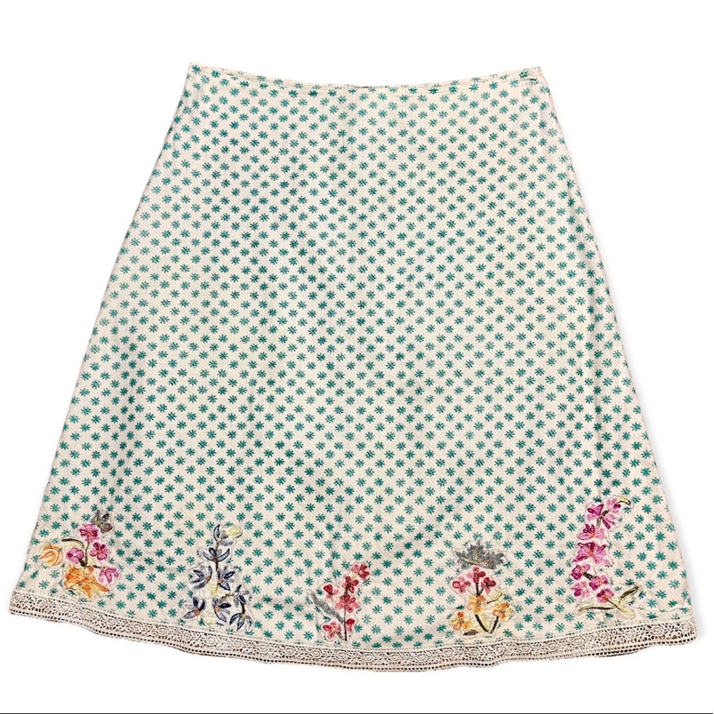 Anthropologie SNAK Floral Embroidery Lace Skirt Sz 4